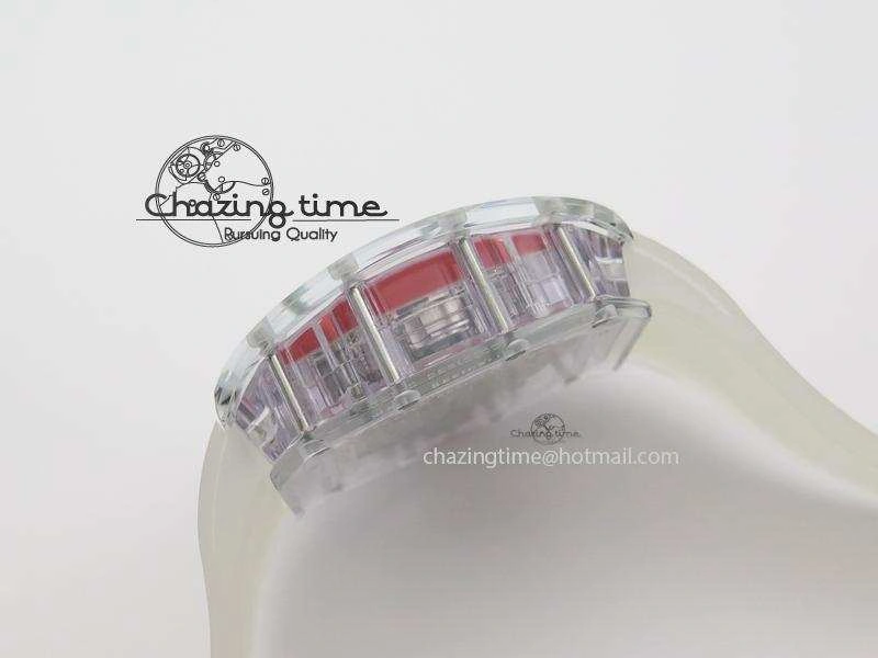 RM056 RMF Red Inner Bezel Skeleton Dial On Transparent Rubber Strap MIYOTA9015