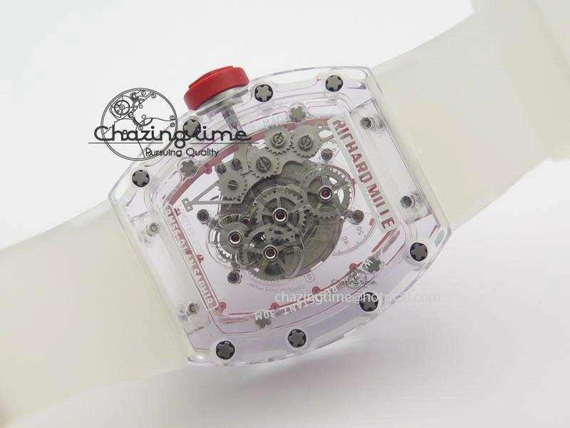RM056 RMF Red Inner Bezel Skeleton Dial On Transparent Rubber Strap MIYOTA9015