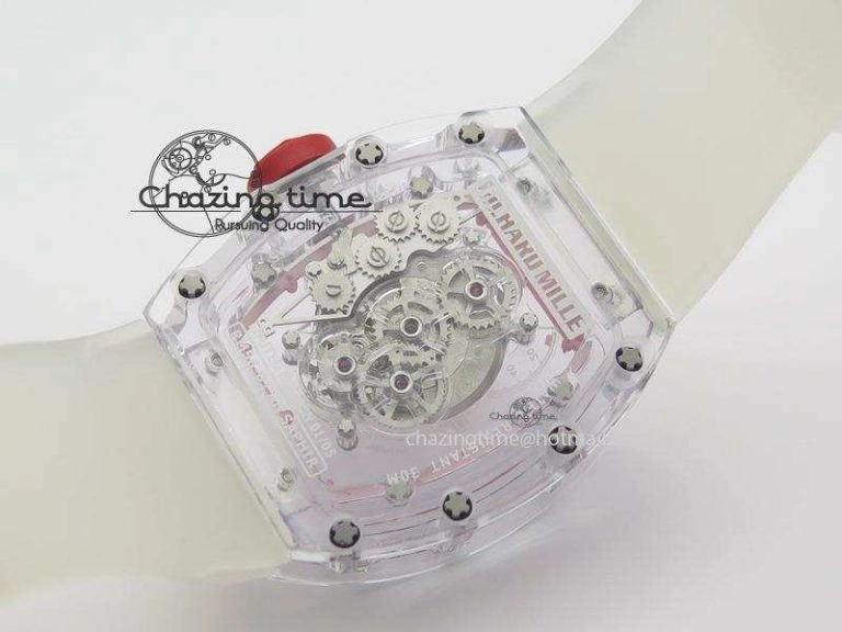 RM056 RMF Red Inner Bezel Skeleton Dial On Transparent Rubber Strap MIYOTA9015