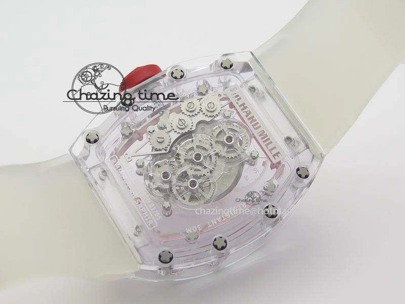 RM056 RMF Red Inner Bezel Skeleton Dial On Transparent Rubber Strap MIYOTA9015