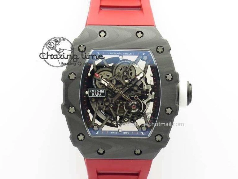 RM056 RMF Red Inner Bezel Skeleton Dial On Transparent Rubber Strap MIYOTA9015