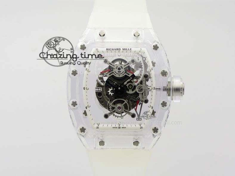 RM056 RMF White Inner Bezel Skeleton Dial On Transparent Rubber Strap MIYOTA9015