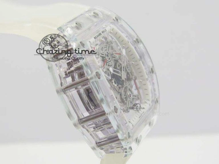 RM056 RMF White Inner Bezel Skeleton Dial On Transparent Rubber Strap MIYOTA9015