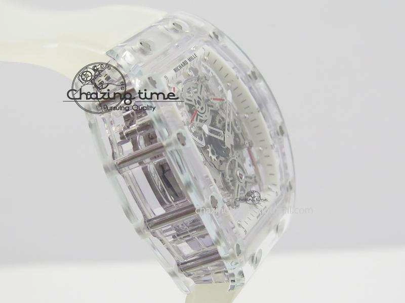 RM056 RMF White Inner Bezel Skeleton Dial On Transparent Rubber Strap MIYOTA9015