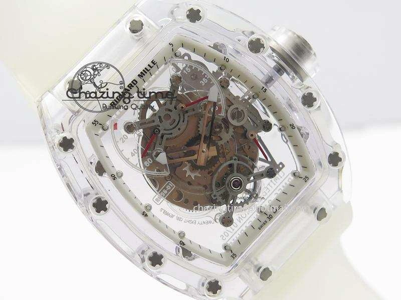 RM056 RMF White Inner Bezel Skeleton Dial On Transparent Rubber Strap MIYOTA9015