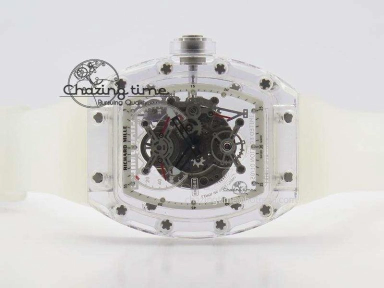 RM056 RMF White Inner Bezel Skeleton Dial On Transparent Rubber Strap MIYOTA9015