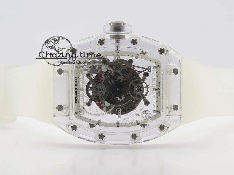 RM056 RMF White Inner Bezel Skeleton Dial On Transparent Rubber Strap MIYOTA9015