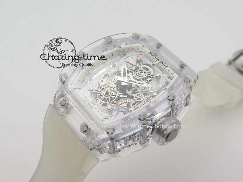 RM056 RMF White Inner Bezel Skeleton Dial On Transparent Rubber Strap MIYOTA9015