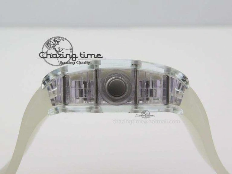 RM056 RMF White Inner Bezel Skeleton Dial On Transparent Rubber Strap MIYOTA9015