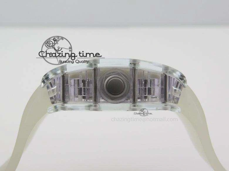 RM056 RMF White Inner Bezel Skeleton Dial On Transparent Rubber Strap MIYOTA9015