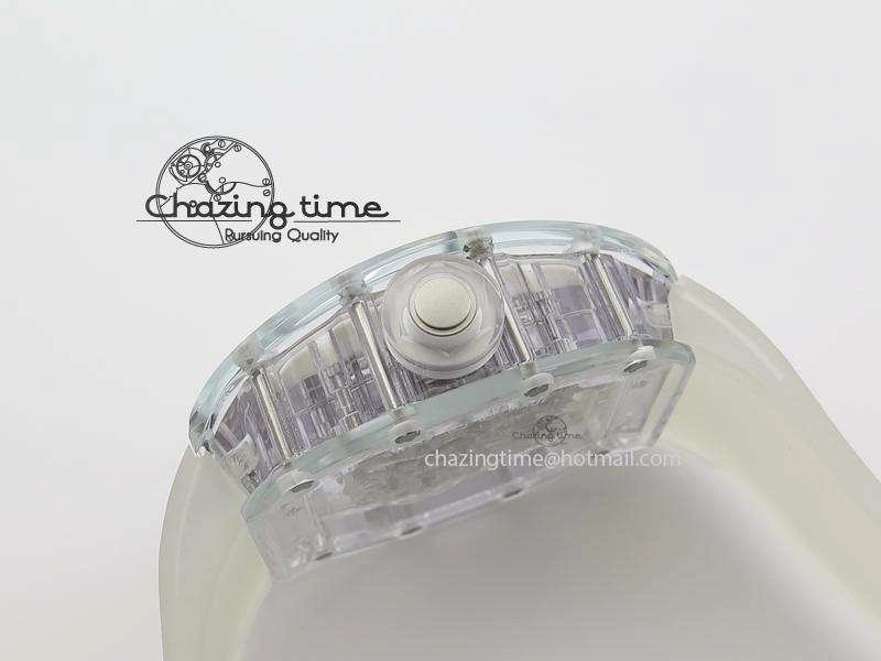 RM056 RMF White Inner Bezel Skeleton Dial On Transparent Rubber Strap MIYOTA9015