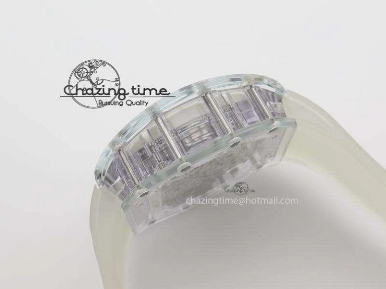 RM056 RMF White Inner Bezel Skeleton Dial On Transparent Rubber Strap MIYOTA9015