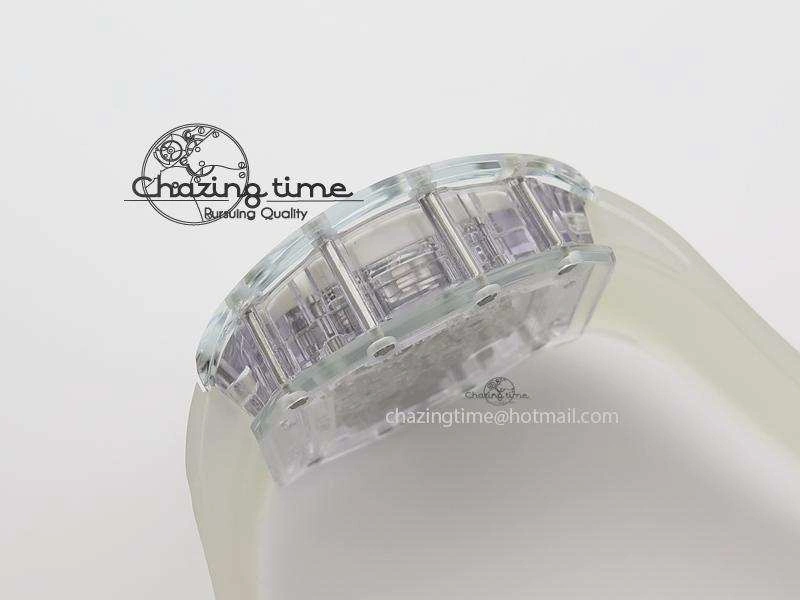 RM056 RMF White Inner Bezel Skeleton Dial On Transparent Rubber Strap MIYOTA9015