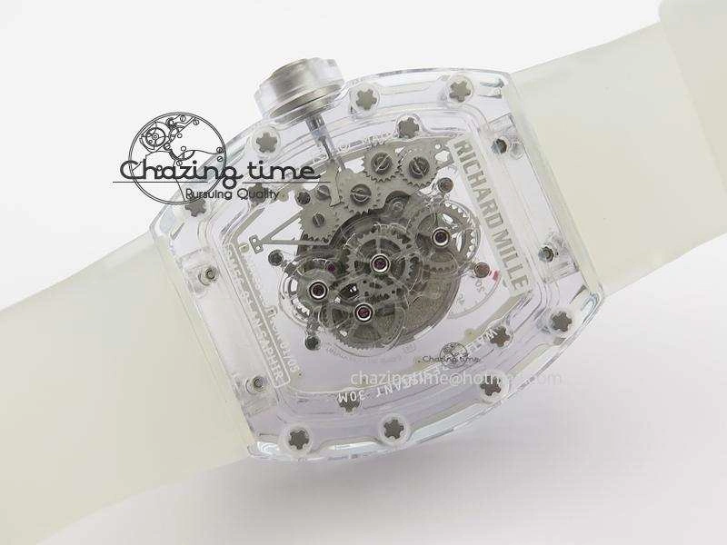 RM056 RMF White Inner Bezel Skeleton Dial On Transparent Rubber Strap MIYOTA9015