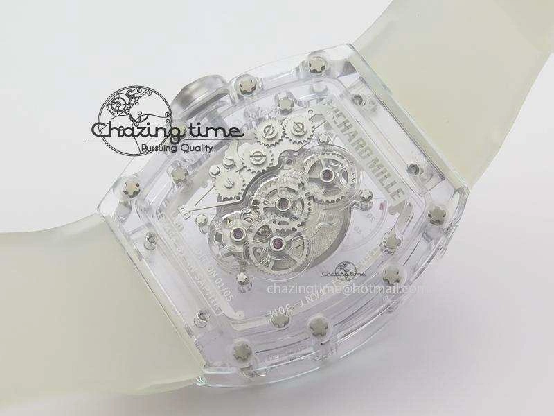 RM056 RMF White Inner Bezel Skeleton Dial On Transparent Rubber Strap MIYOTA9015