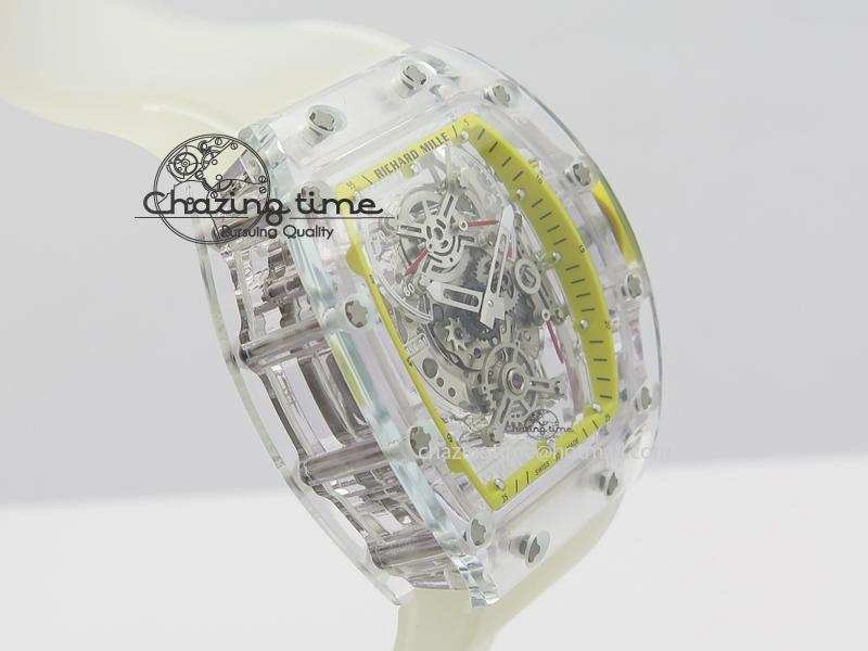 RM056 RMF Yellow Inner Bezel Skeleton Dial On Transparent Rubber Strap MIYOTA9015