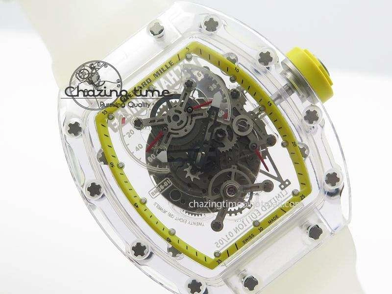 RM056 RMF Yellow Inner Bezel Skeleton Dial On Transparent Rubber Strap MIYOTA9015