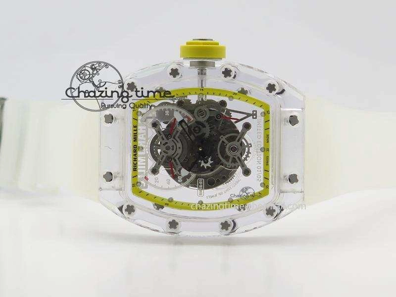 RM056 RMF Yellow Inner Bezel Skeleton Dial On Transparent Rubber Strap MIYOTA9015