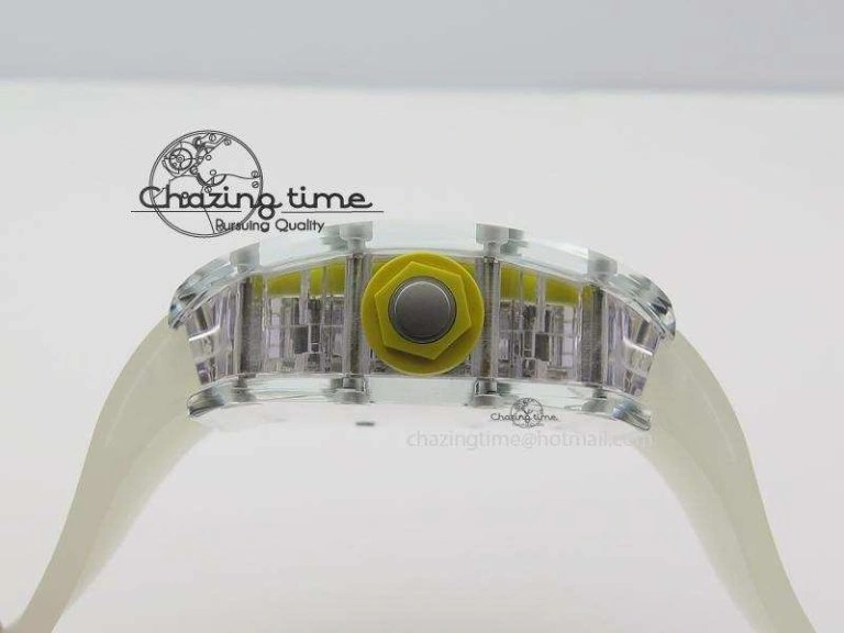 RM056 RMF Yellow Inner Bezel Skeleton Dial On Transparent Rubber Strap MIYOTA9015