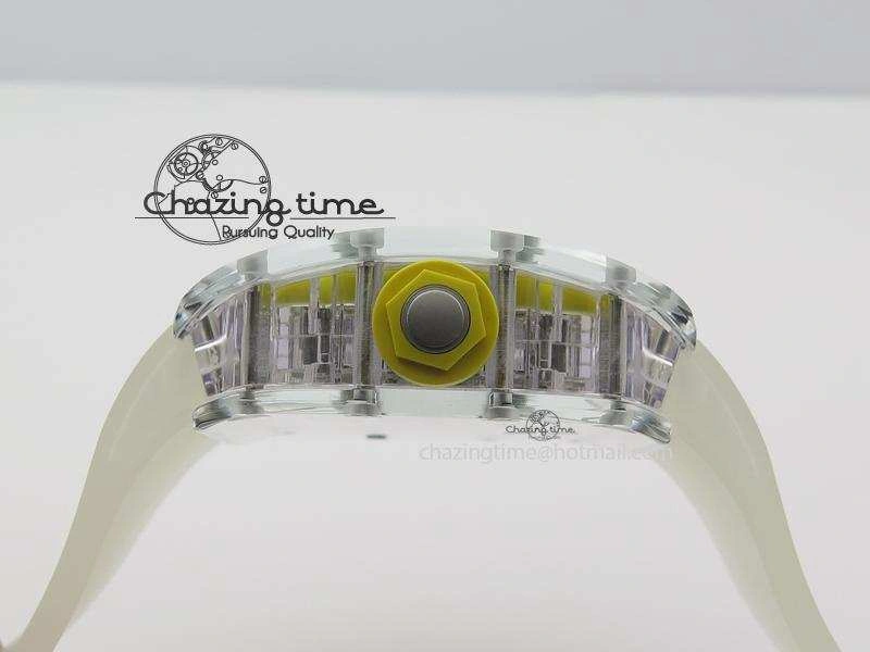 RM056 RMF Yellow Inner Bezel Skeleton Dial On Transparent Rubber Strap MIYOTA9015