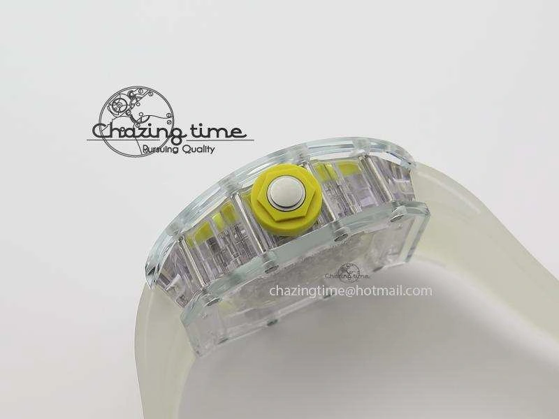 RM056 RMF Yellow Inner Bezel Skeleton Dial On Transparent Rubber Strap MIYOTA9015