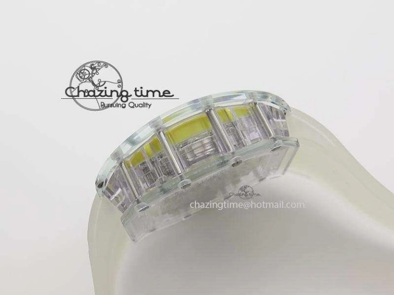 RM056 RMF Yellow Inner Bezel Skeleton Dial On Transparent Rubber Strap MIYOTA9015