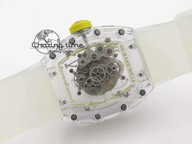RM056 RMF Yellow Inner Bezel Skeleton Dial On Transparent Rubber Strap MIYOTA9015