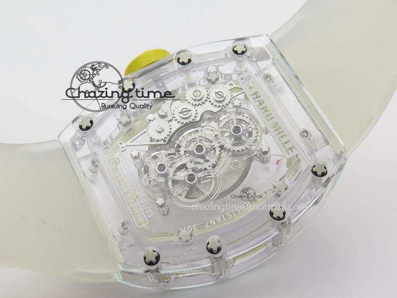 RM056 RMF Yellow Inner Bezel Skeleton Dial On Transparent Rubber Strap MIYOTA9015
