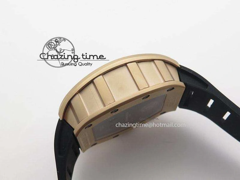 RM057 Dragon-Jackie Chan RG Rose Gold Dragon Dial On Black Rubber Strap A2824