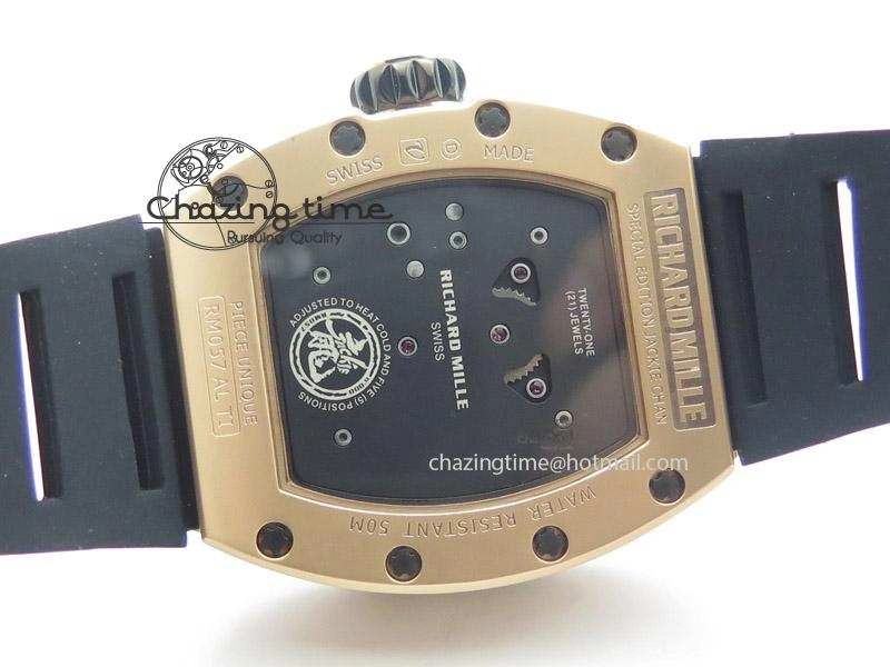 RM057 Dragon-Jackie Chan RG Rose Gold Dragon Dial On Black Rubber Strap A2824