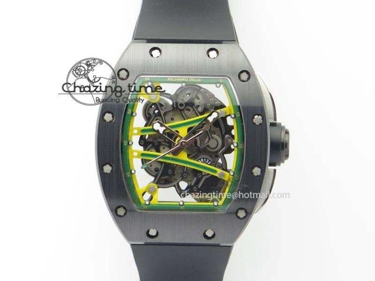RM057 Dragon-Jackie Chan RG Rose Gold Dragon Dial On Black Rubber Strap A2824
