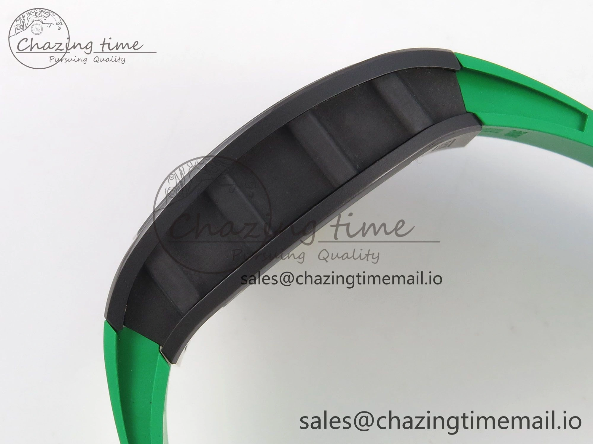 RM061 Black Ceramic APSF 1:1 Best Edition Yellow Green Skeleton Dial on Green Rubber Strap RMUL2 Super Clone