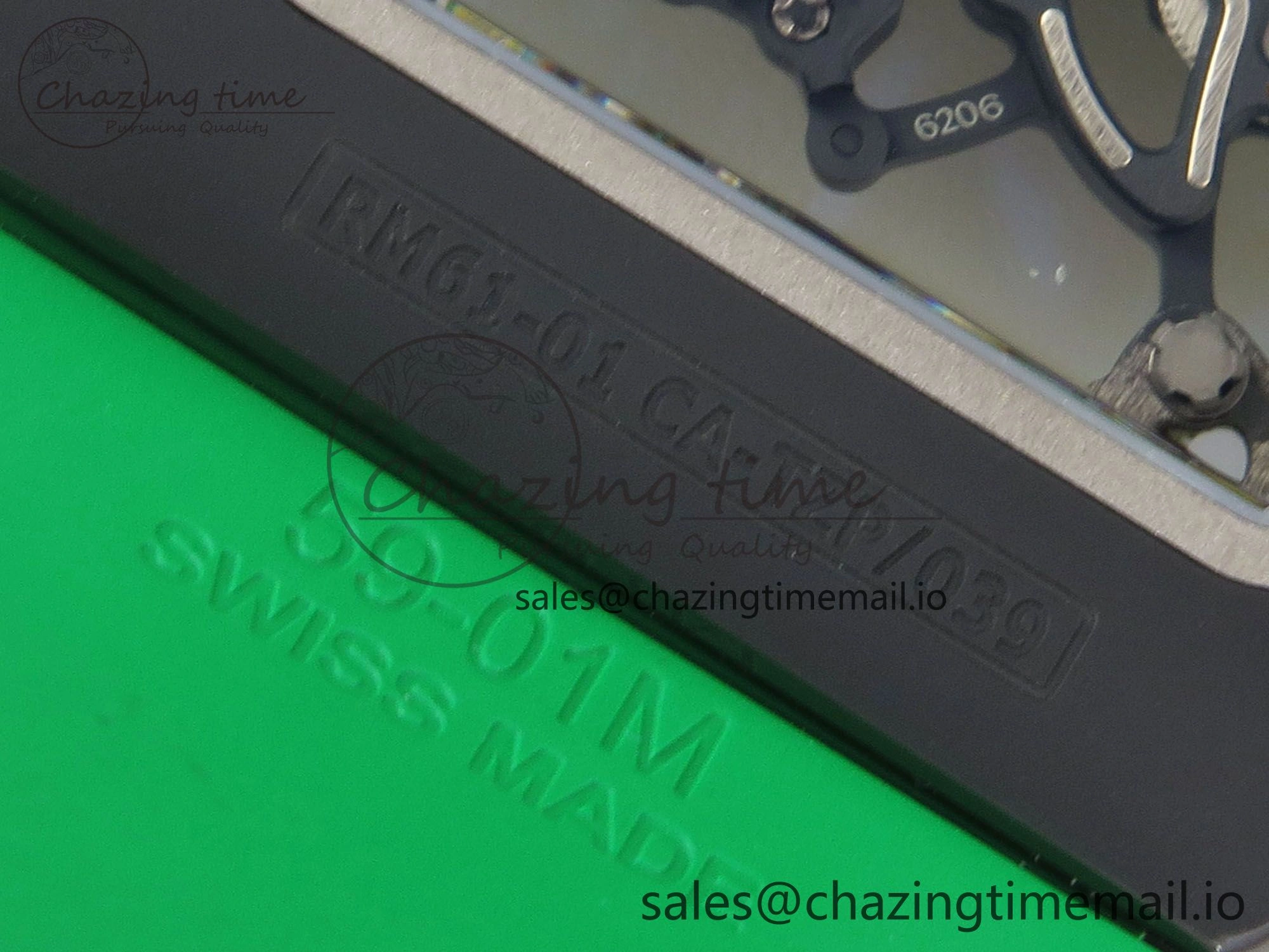 RM061 Black Ceramic APSF 1:1 Best Edition Yellow Green Skeleton Dial on Green Rubber Strap RMUL2 Super Clone