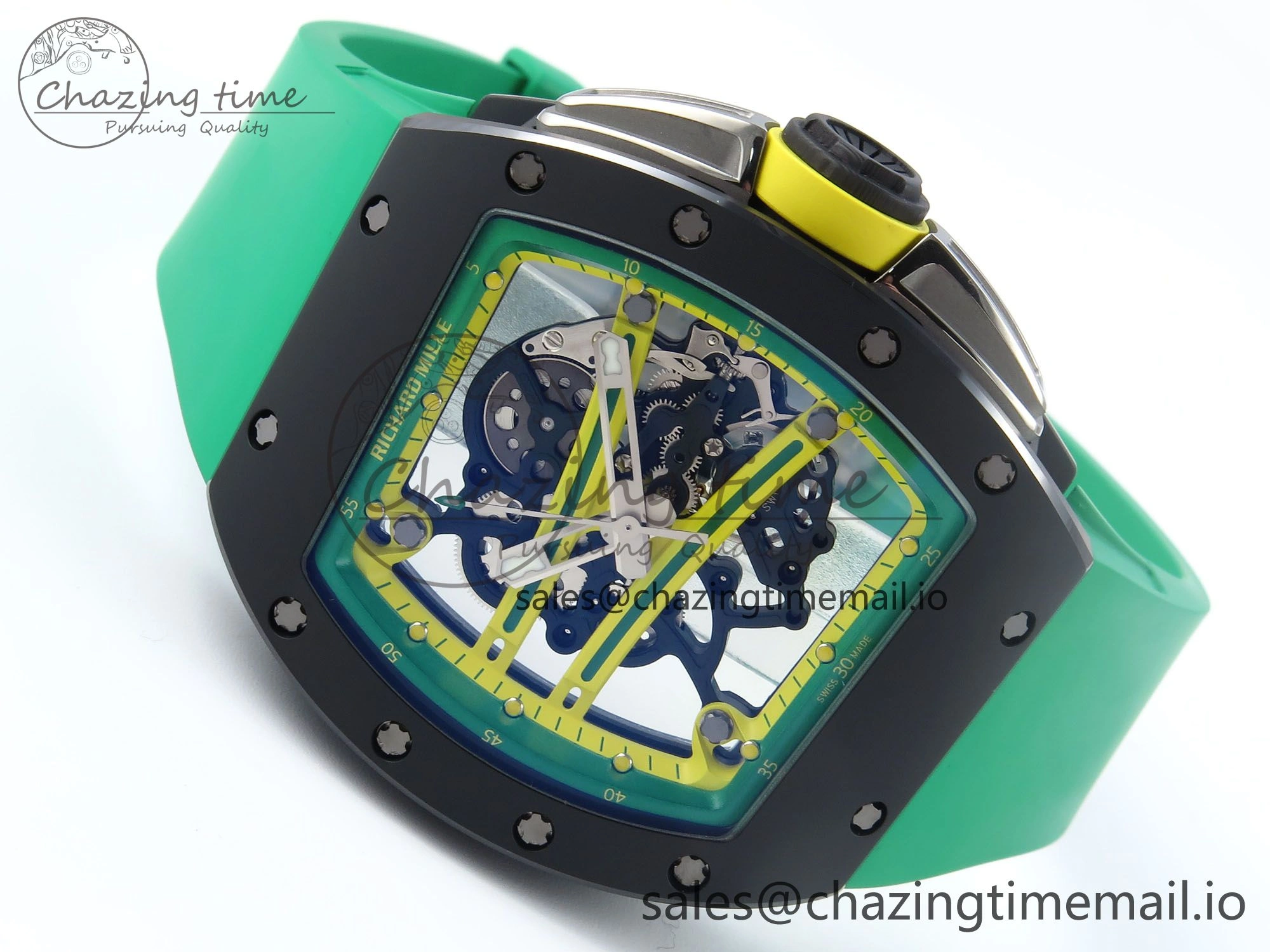 RM061 Black Ceramic ZF 1:1 Best Edition on Green Rubber Strap RMUL2 Super Clone