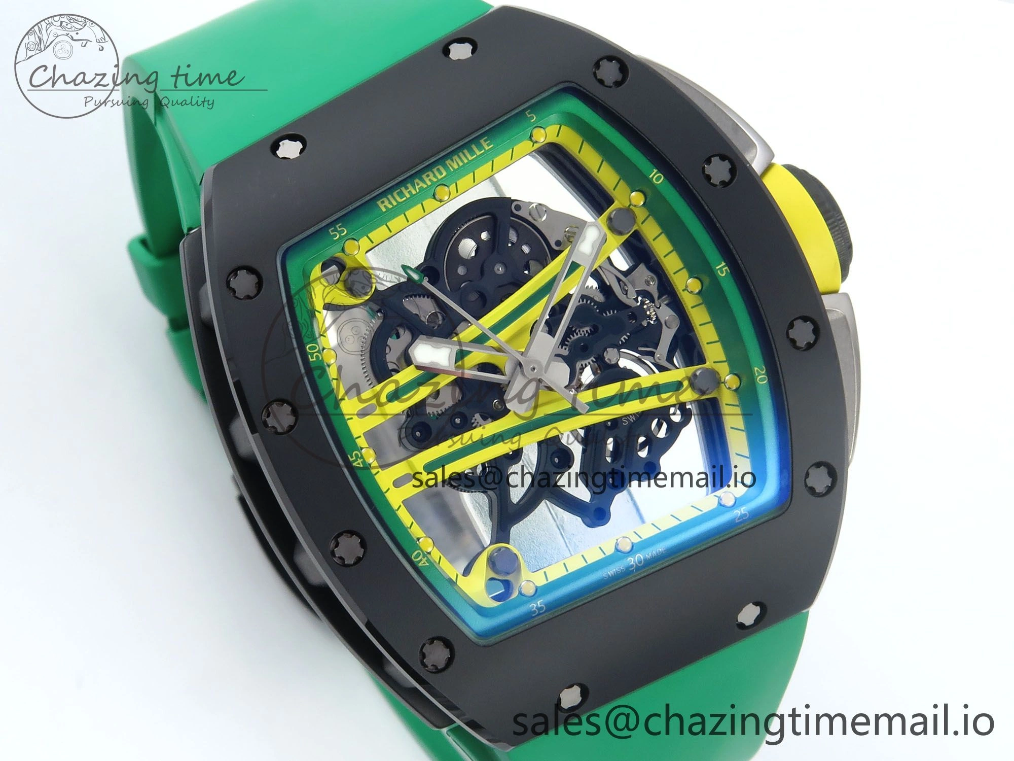 RM061 Black Ceramic ZF 1:1 Best Edition on Green Rubber Strap RMUL2 Super Clone