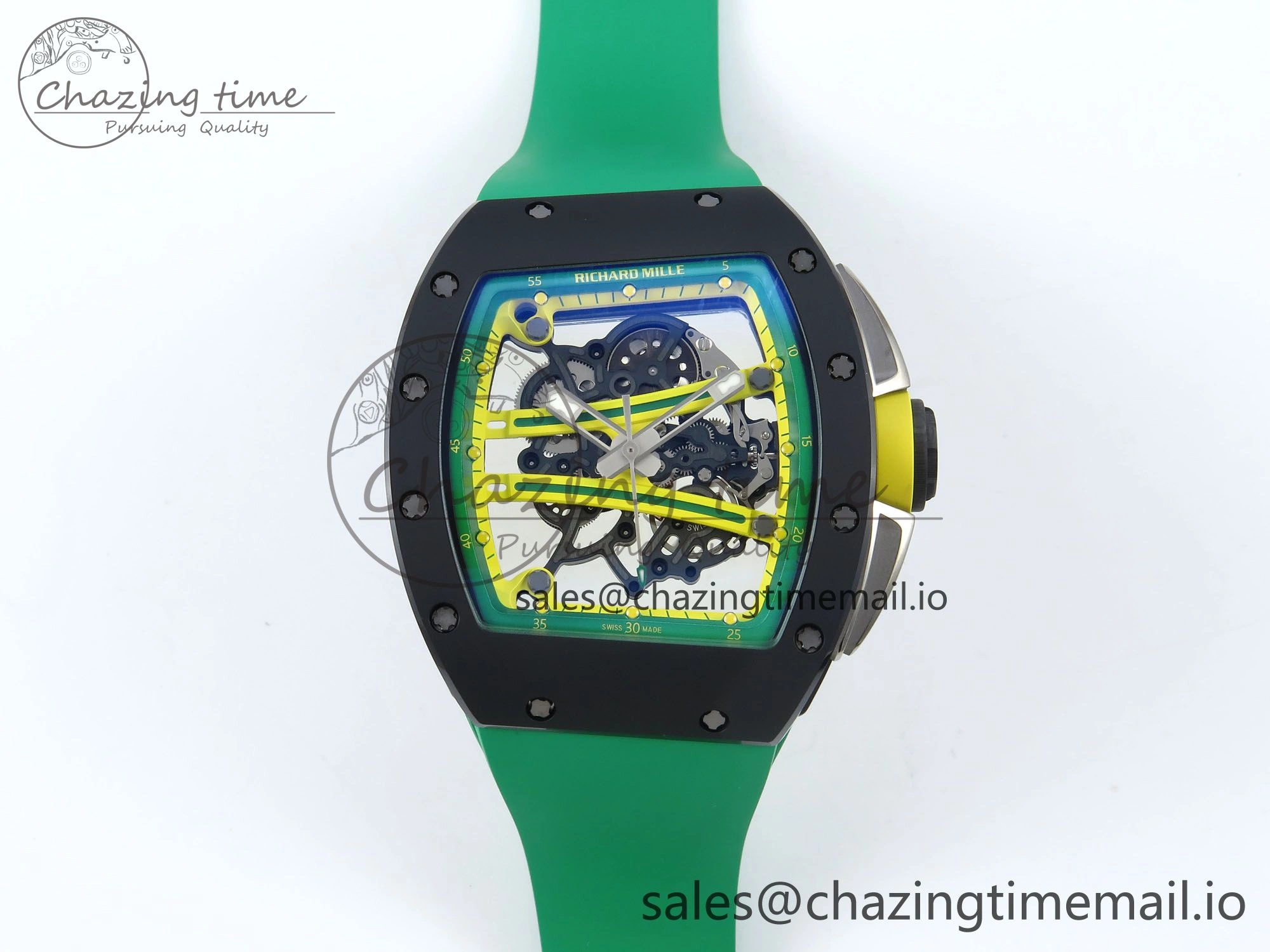 RM061 Black Ceramic ZF 1:1 Best Edition on Green Rubber Strap RMUL2 Super Clone