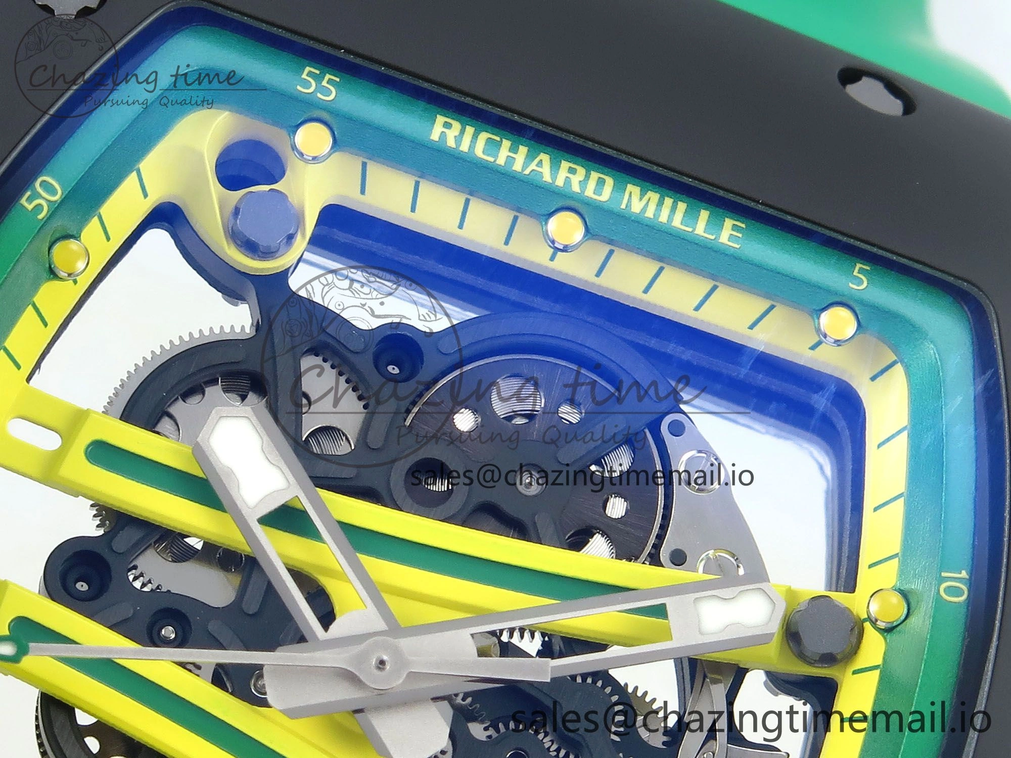 RM061 Black Ceramic ZF 1:1 Best Edition on Green Rubber Strap RMUL2 Super Clone