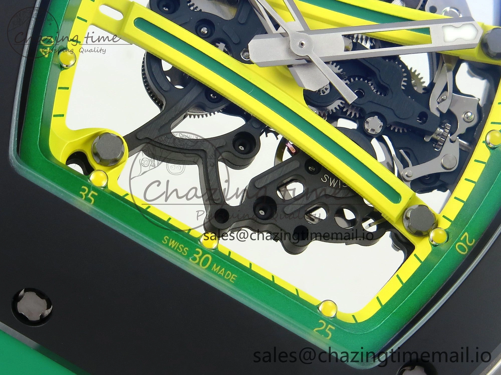 RM061 Black Ceramic ZF 1:1 Best Edition on Green Rubber Strap RMUL2 Super Clone