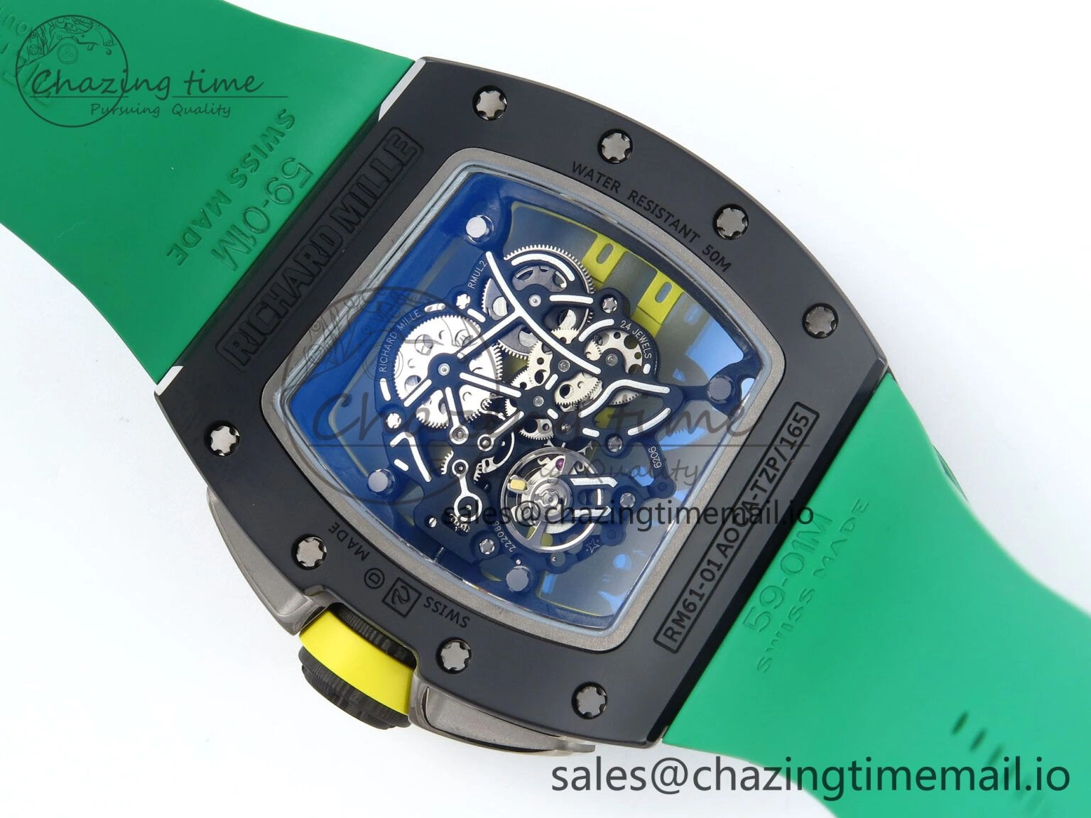 RM061 Black Ceramic ZF 1:1 Best Edition on Green Rubber Strap RMUL2 Super Clone