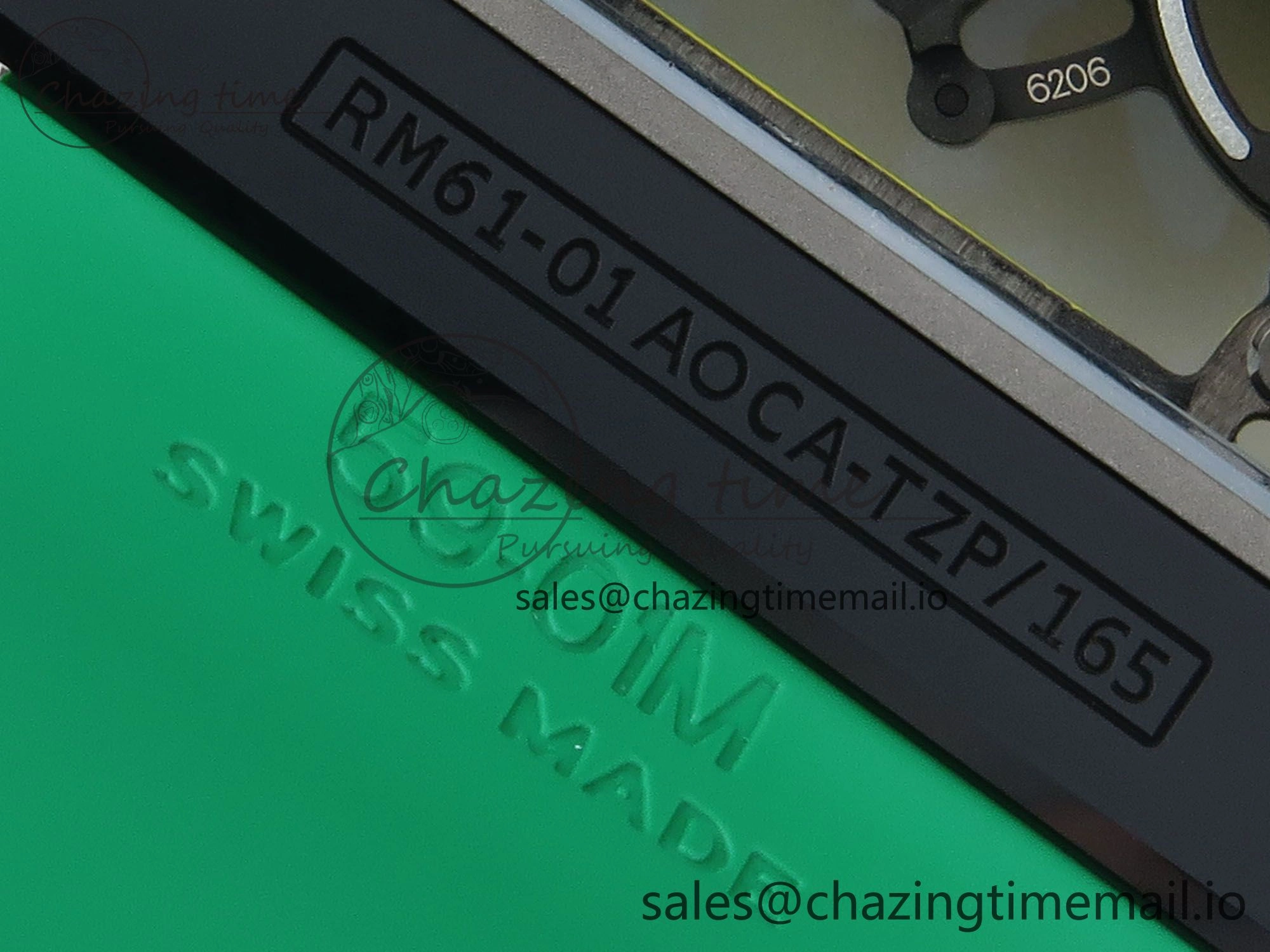 RM061 Black Ceramic ZF 1:1 Best Edition on Green Rubber Strap RMUL2 Super Clone