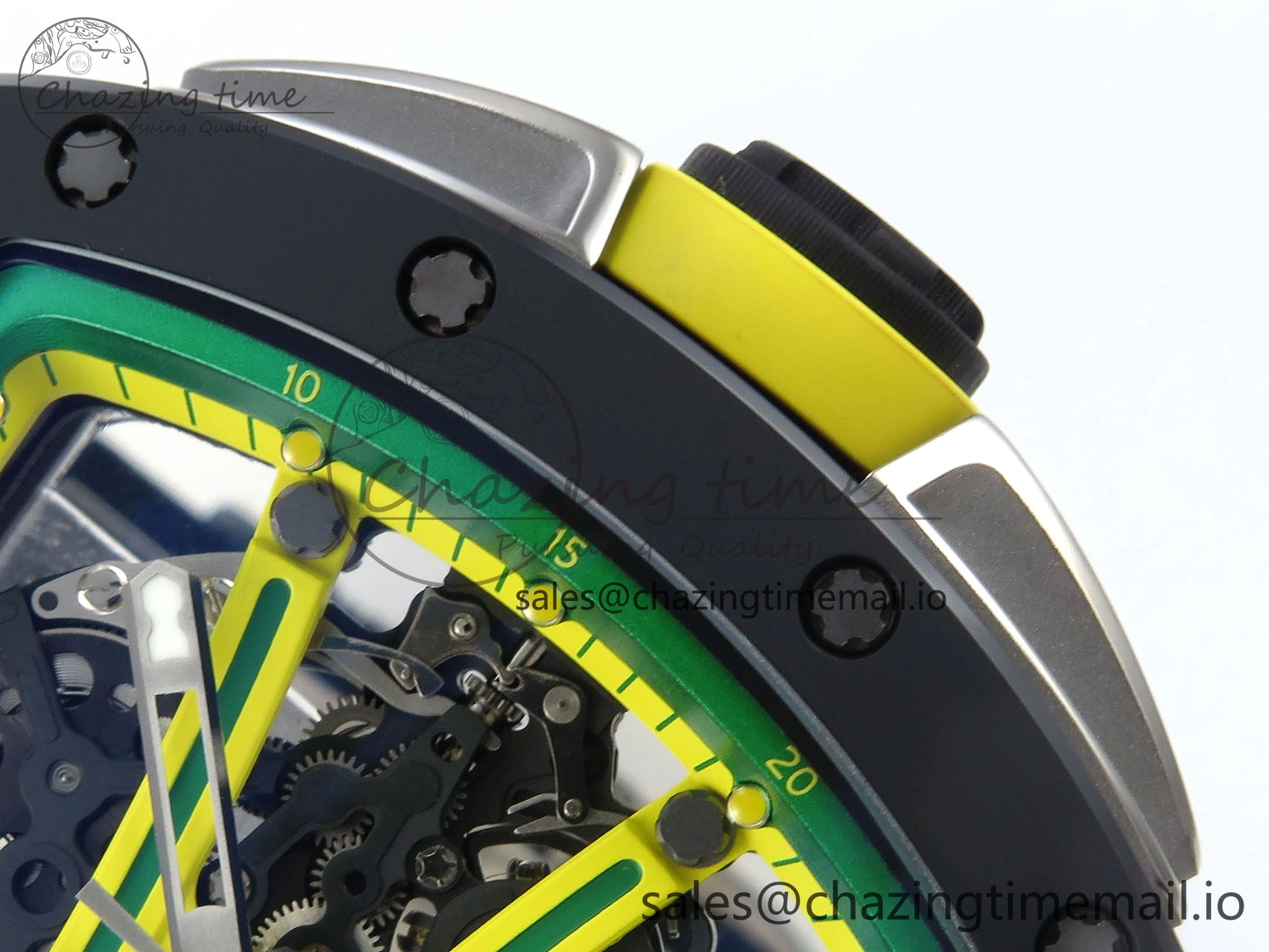 RM061 Black Ceramic ZF 1:1 Best Edition on White Rubber Strap RMUL2 Super Clone
