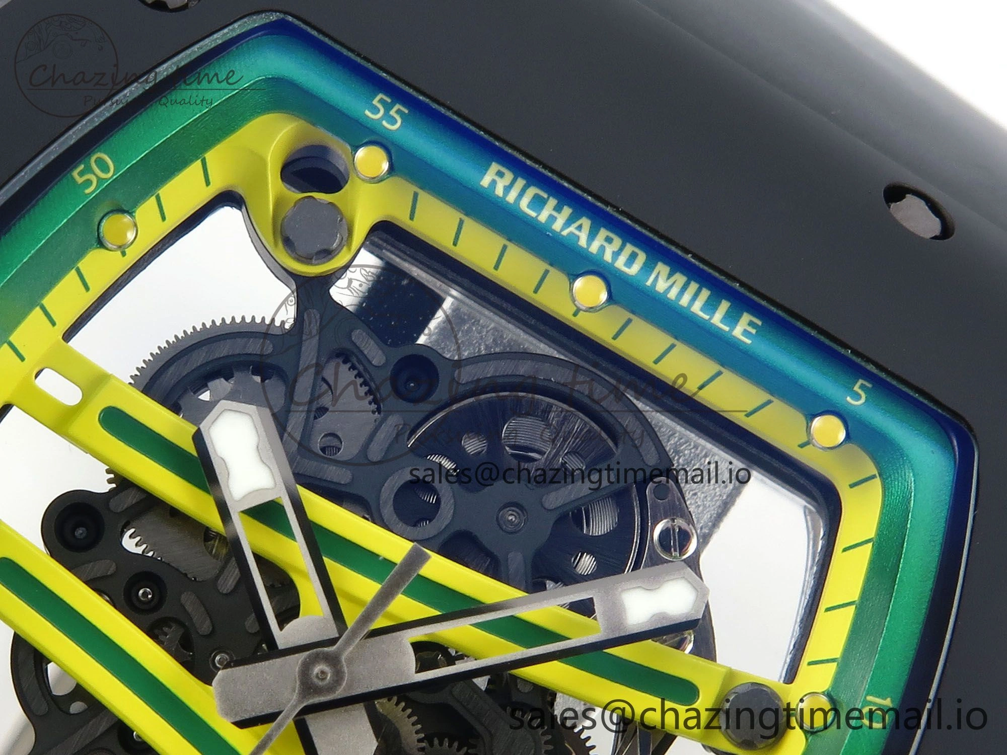 RM061 Black Ceramic ZF 1:1 Best Edition on White Rubber Strap RMUL2 Super Clone