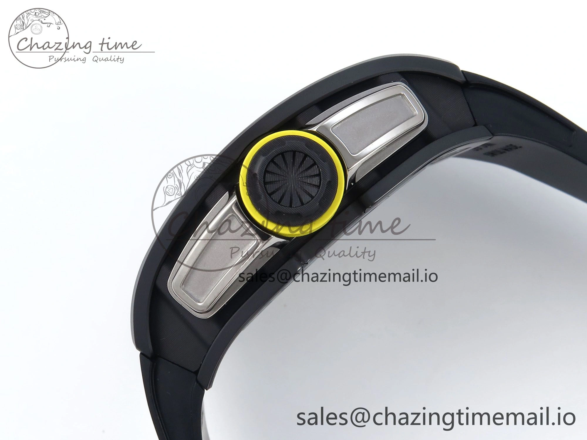 RM061 Black Ceramic ZF 1:1 Best Edition on White Rubber Strap RMUL2 Super Clone
