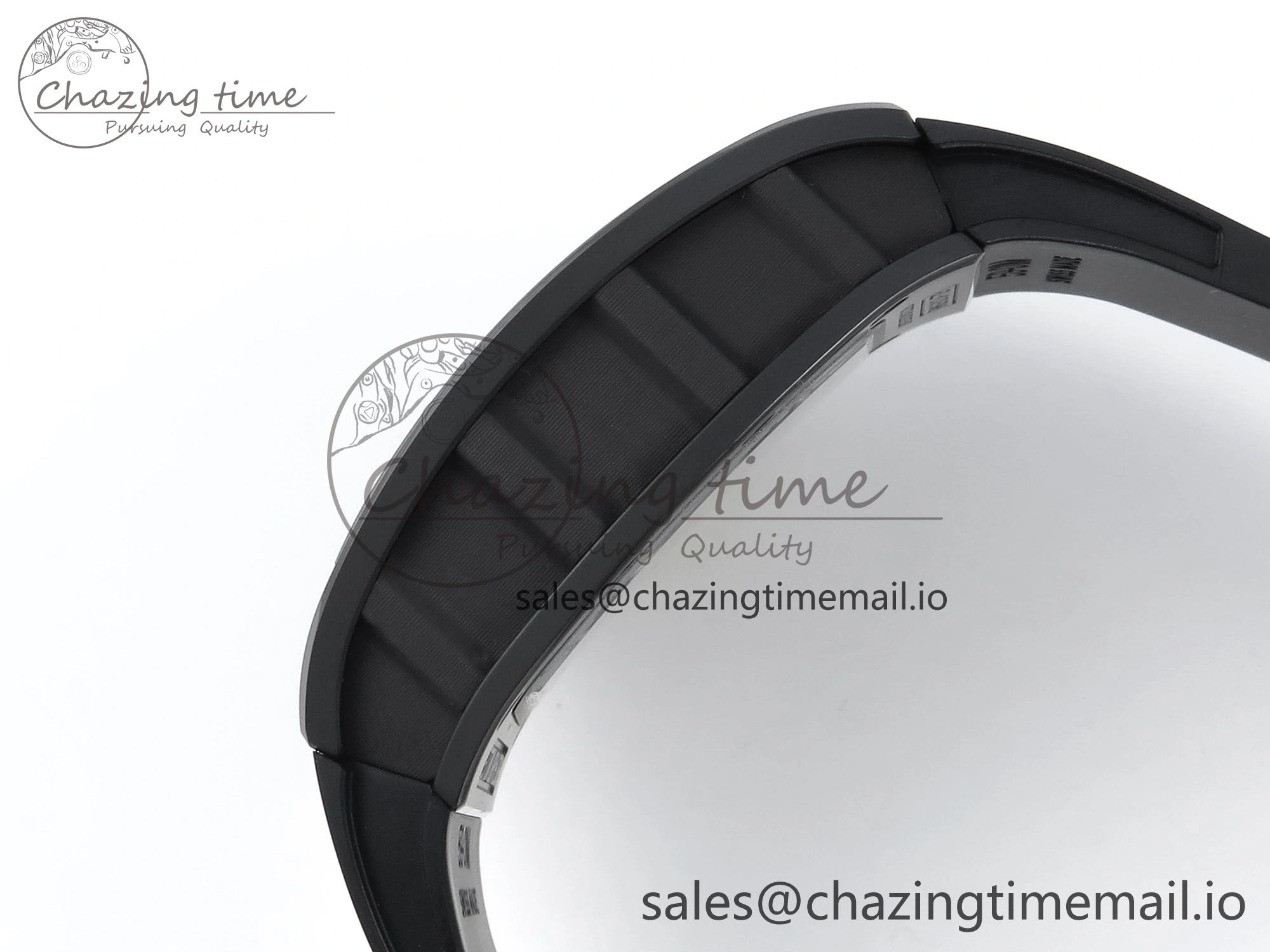 RM061 Black Ceramic ZF 1:1 Best Edition on White Rubber Strap RMUL2 Super Clone