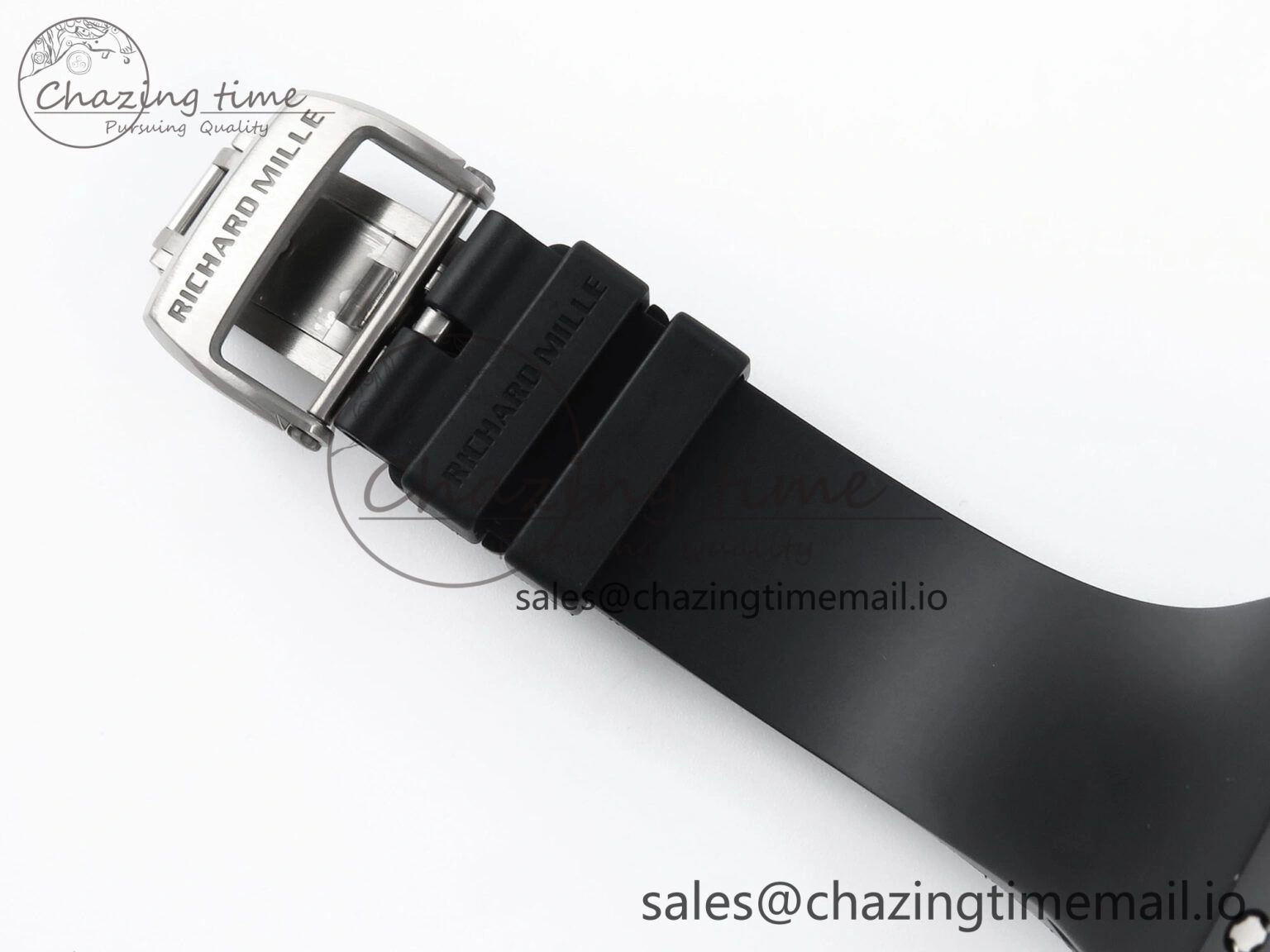 RM061 Black Ceramic ZF 1:1 Best Edition on White Rubber Strap RMUL2 Super Clone