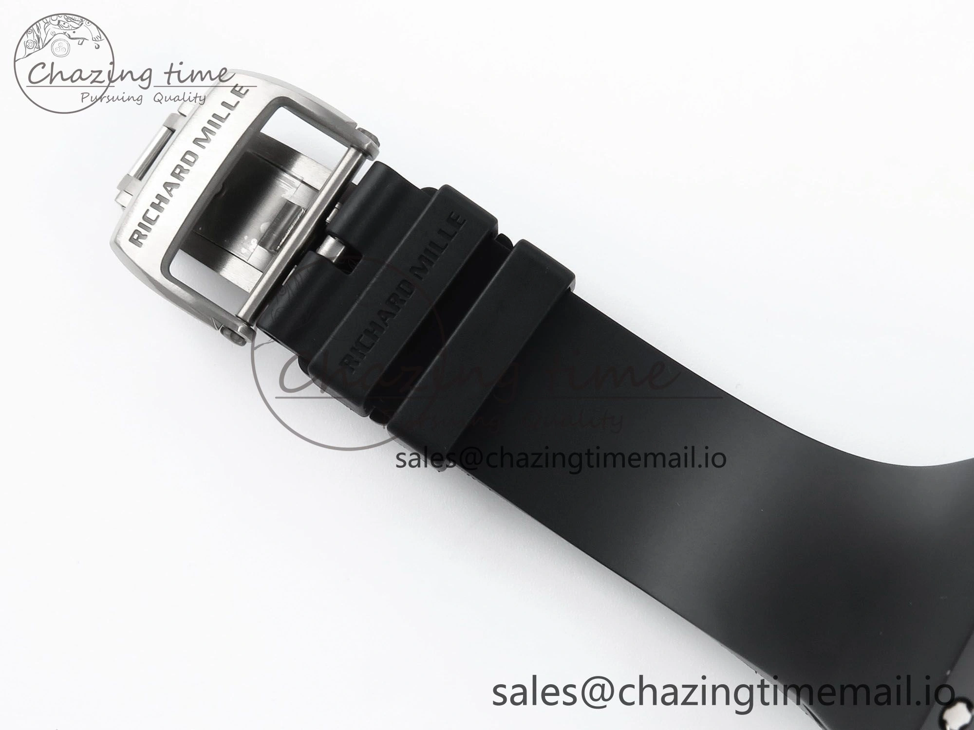RM061 Black Ceramic ZF 1:1 Best Edition on White Rubber Strap RMUL2 Super Clone