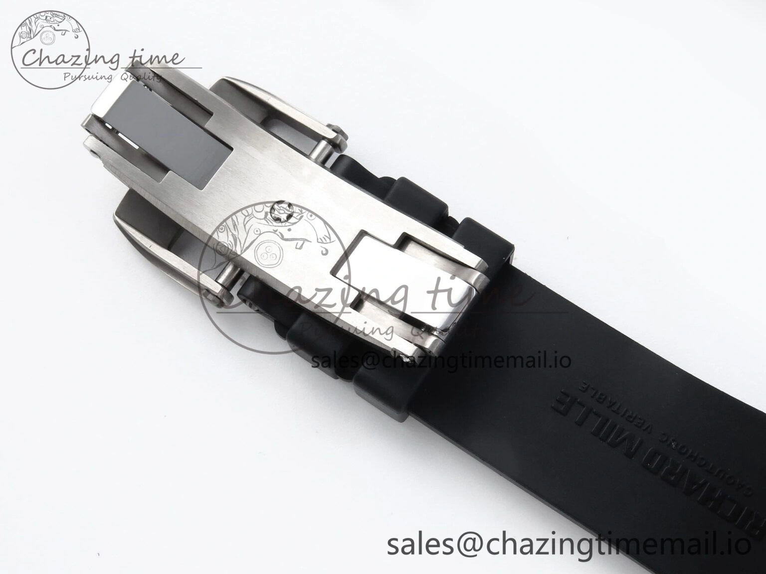 RM061 Black Ceramic ZF 1:1 Best Edition on White Rubber Strap RMUL2 Super Clone
