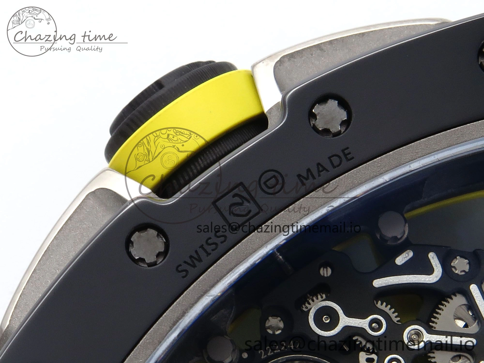 RM061 Black Ceramic ZF 1:1 Best Edition on White Rubber Strap RMUL2 Super Clone