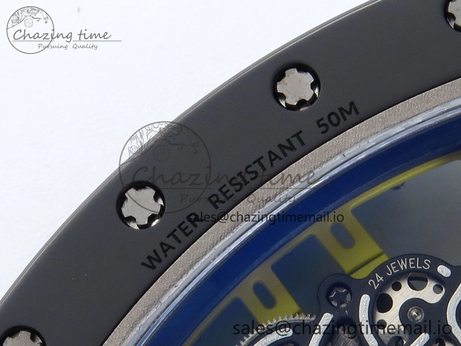 RM061 Black Ceramic ZF 1:1 Best Edition on White Rubber Strap RMUL2 Super Clone