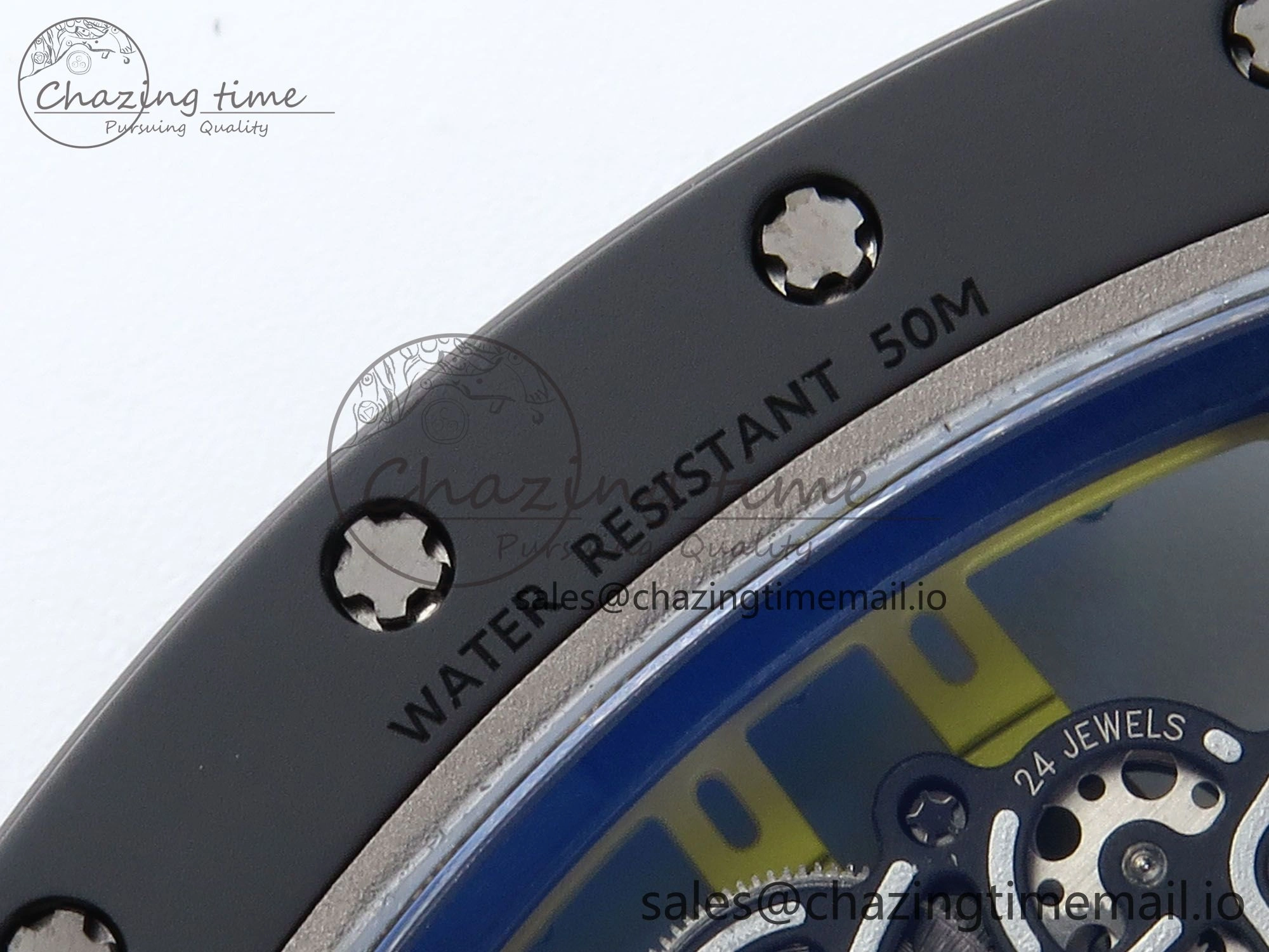RM061 Black Ceramic ZF 1:1 Best Edition on White Rubber Strap RMUL2 Super Clone
